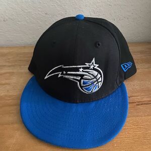New Era NBA Orlando Magic 59fifty Black Blue Fitted Cap Hat 6 7/8 Men